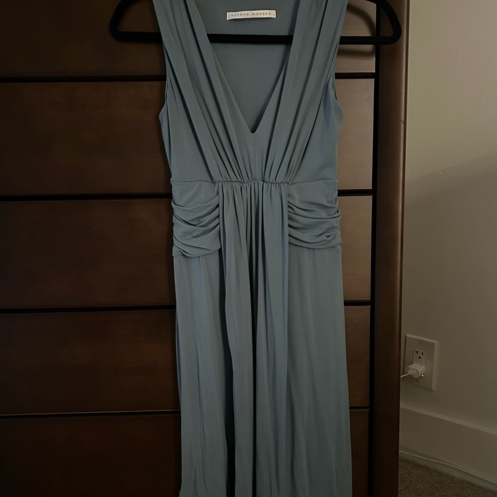 Susana Monaco Blue Sheath Maxi Dress V-Neck Sleeveless